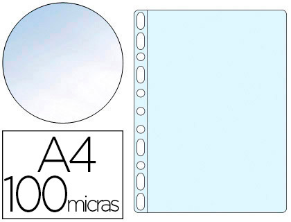 10 fundas multitaladro Q-Connect A4 polipropileno 100µ cristal